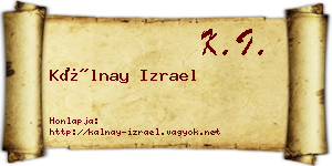 Kálnay Izrael névjegykártya